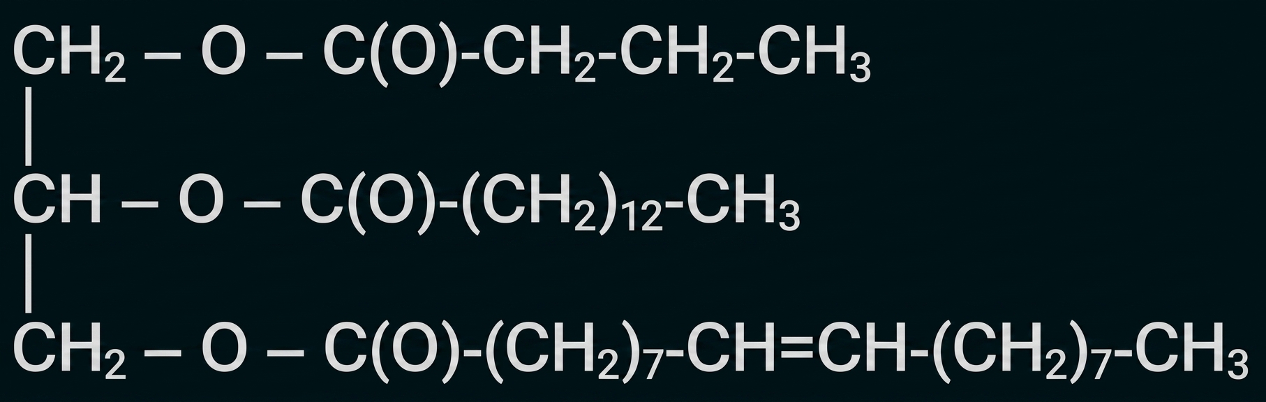 Chemische Strukturformel eines Fettes mit drei Esterbindungen